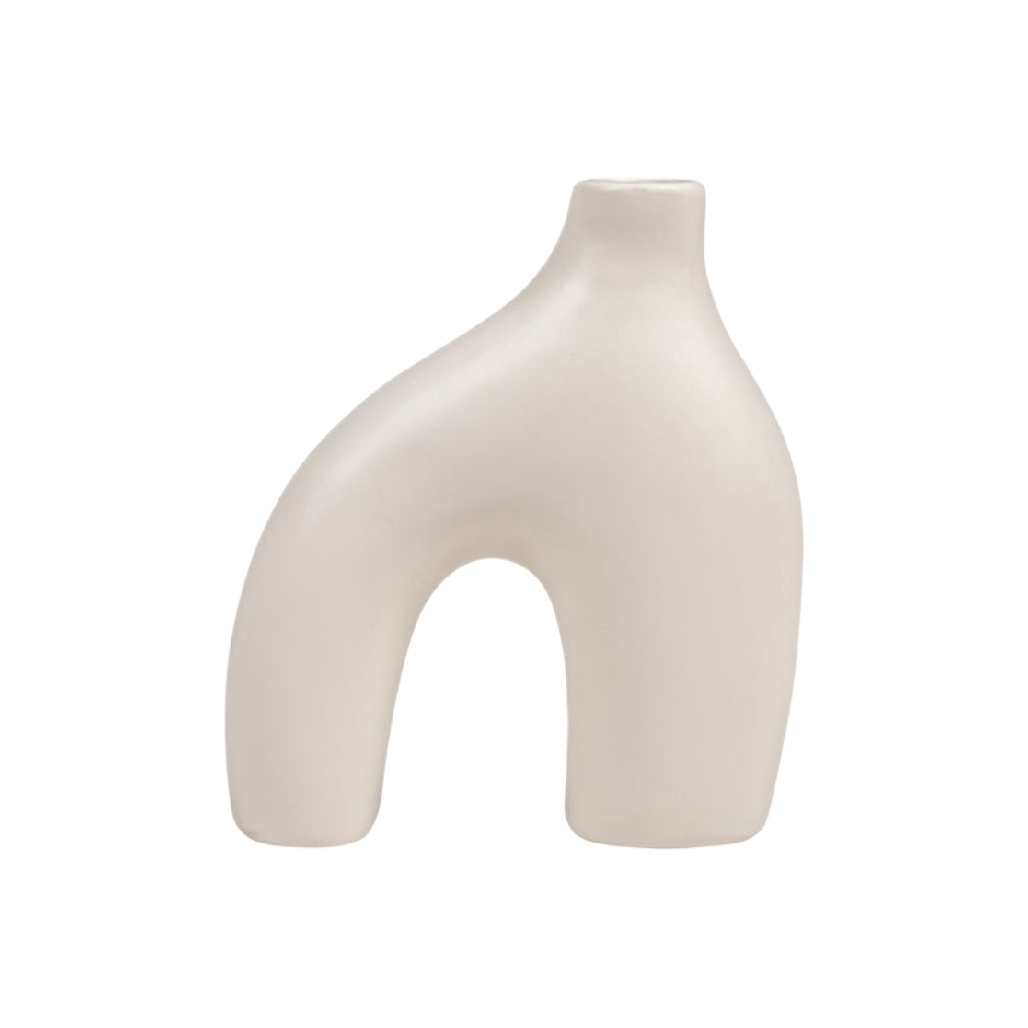 Vase Sculptural Abstrait en Céramique Blanche (Forme Arche Organique)-oakcarve