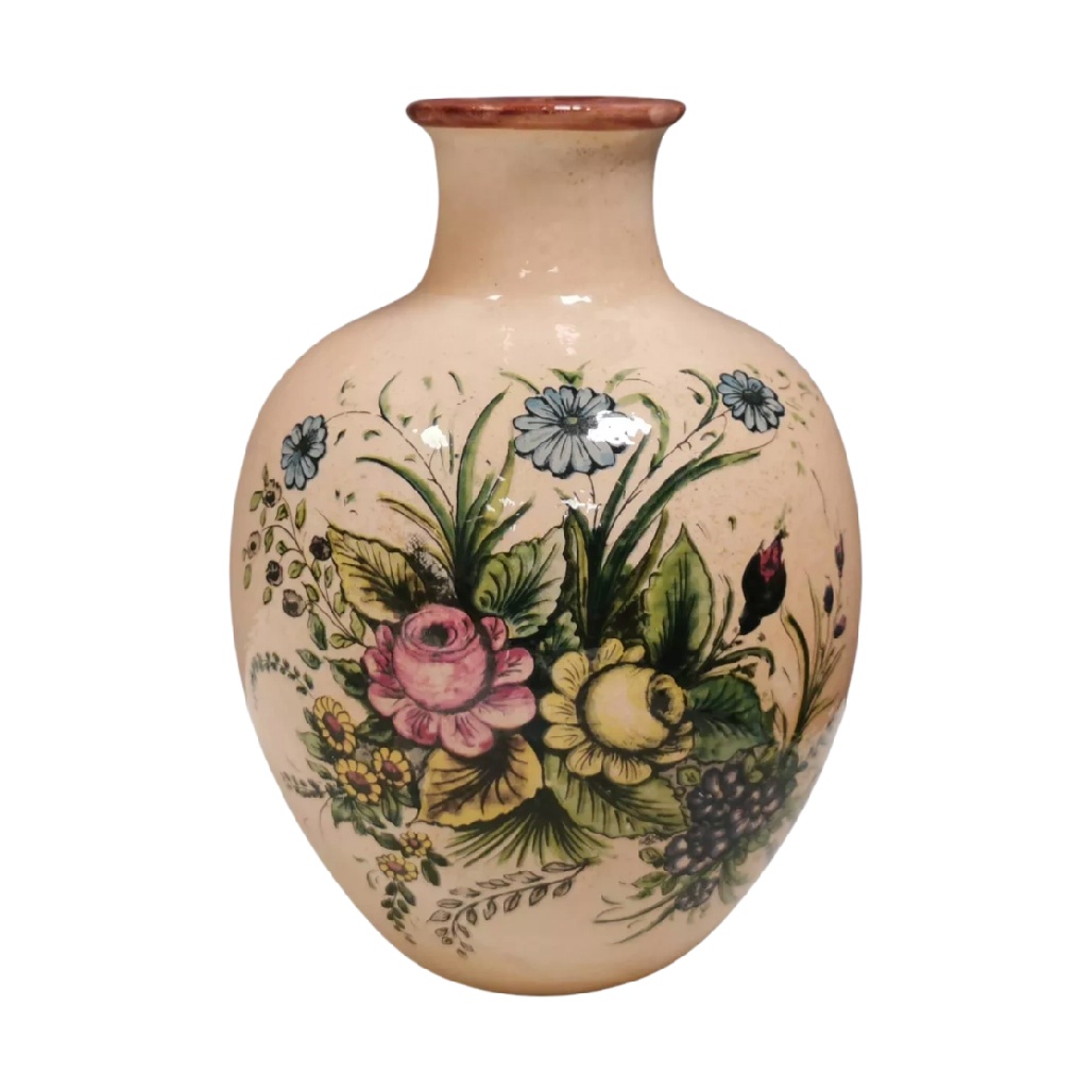 Vase Rustique en Céramique à Motif Floral Peint à la Main (Style Campagne)-oakcarve