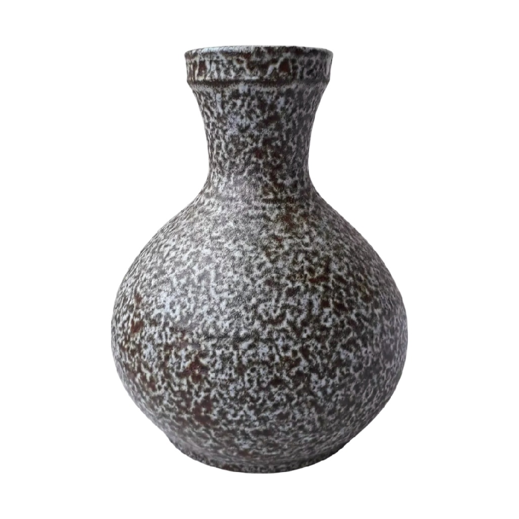 Vase Boule en Céramique à Effet Moucheté Brun et Blanc (Style Artisanal)-oakcarve