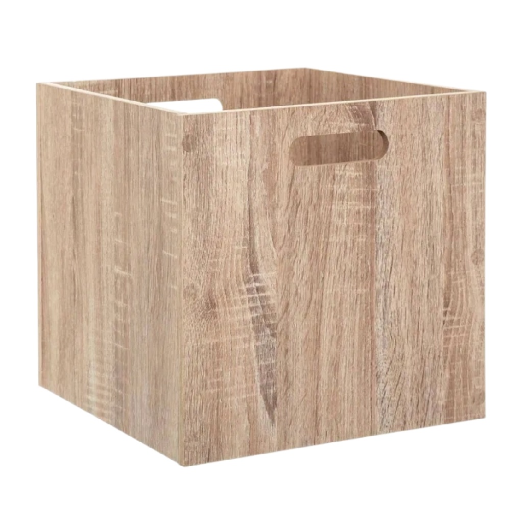 Cube de Rangement Ouvert en Bois avec Poignées Découpées-oakcarve