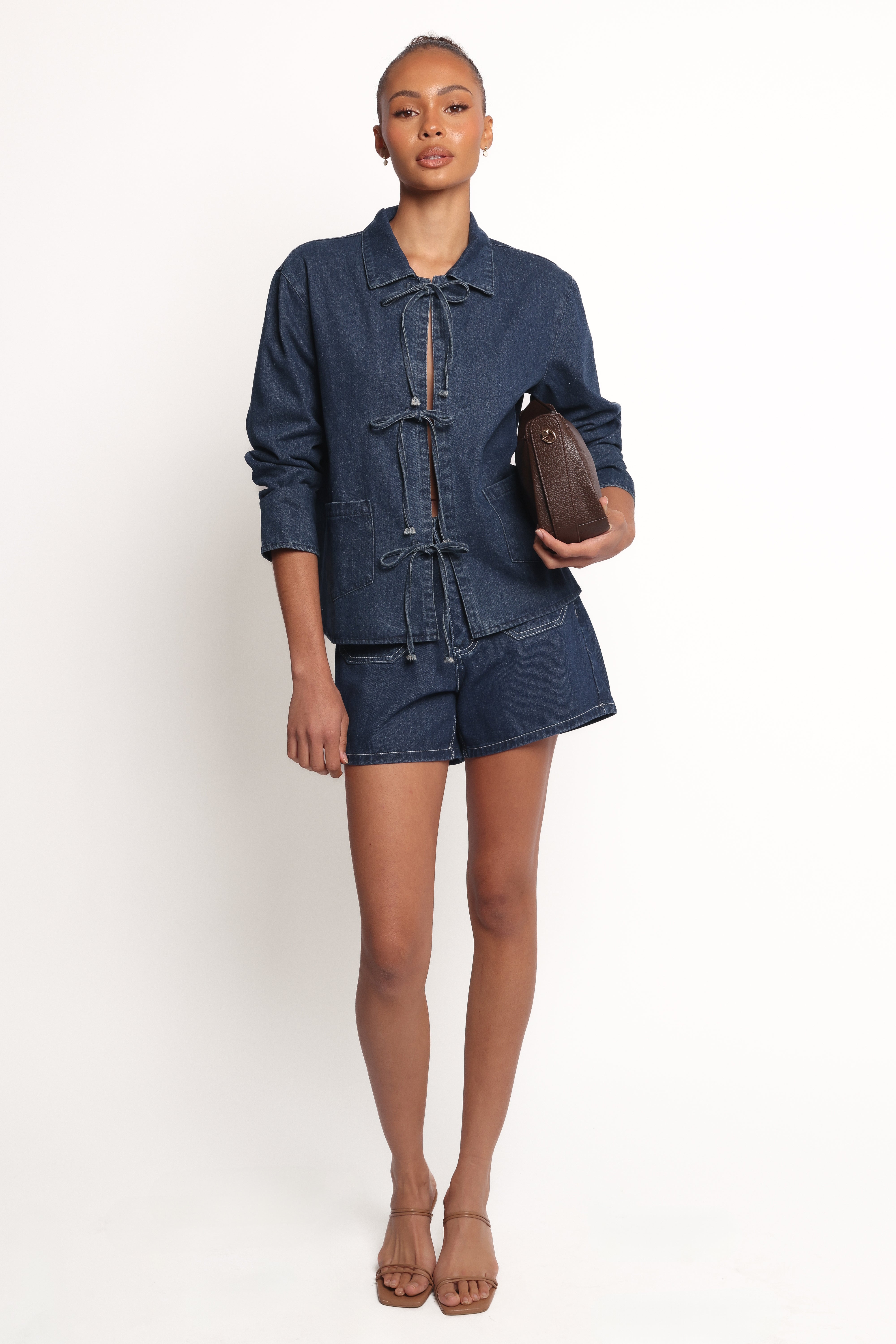 Avon Bow Front Denim Shacket - Denim-Lovveek