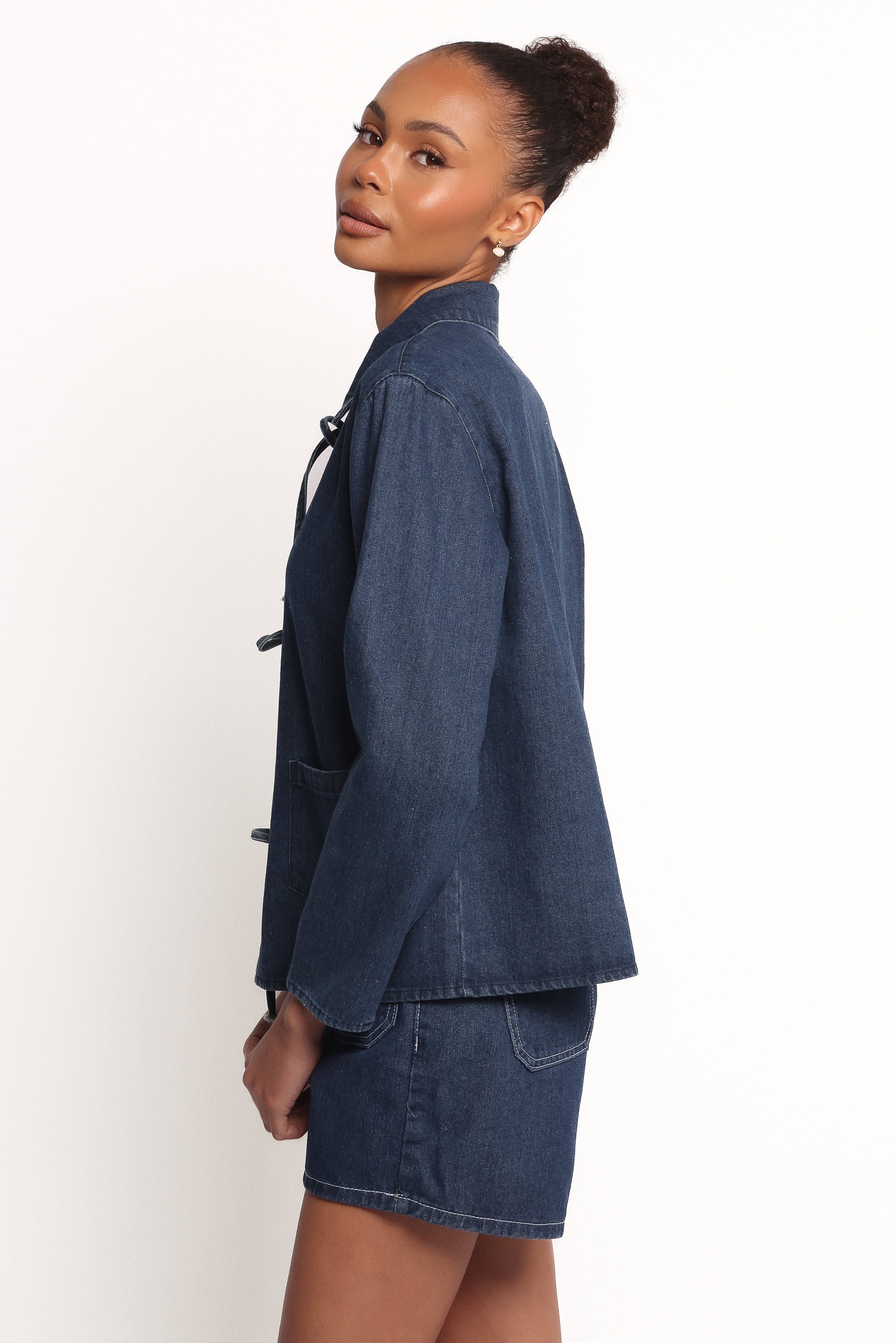 Avon Bow Front Denim Shacket - Denim-Lovveek