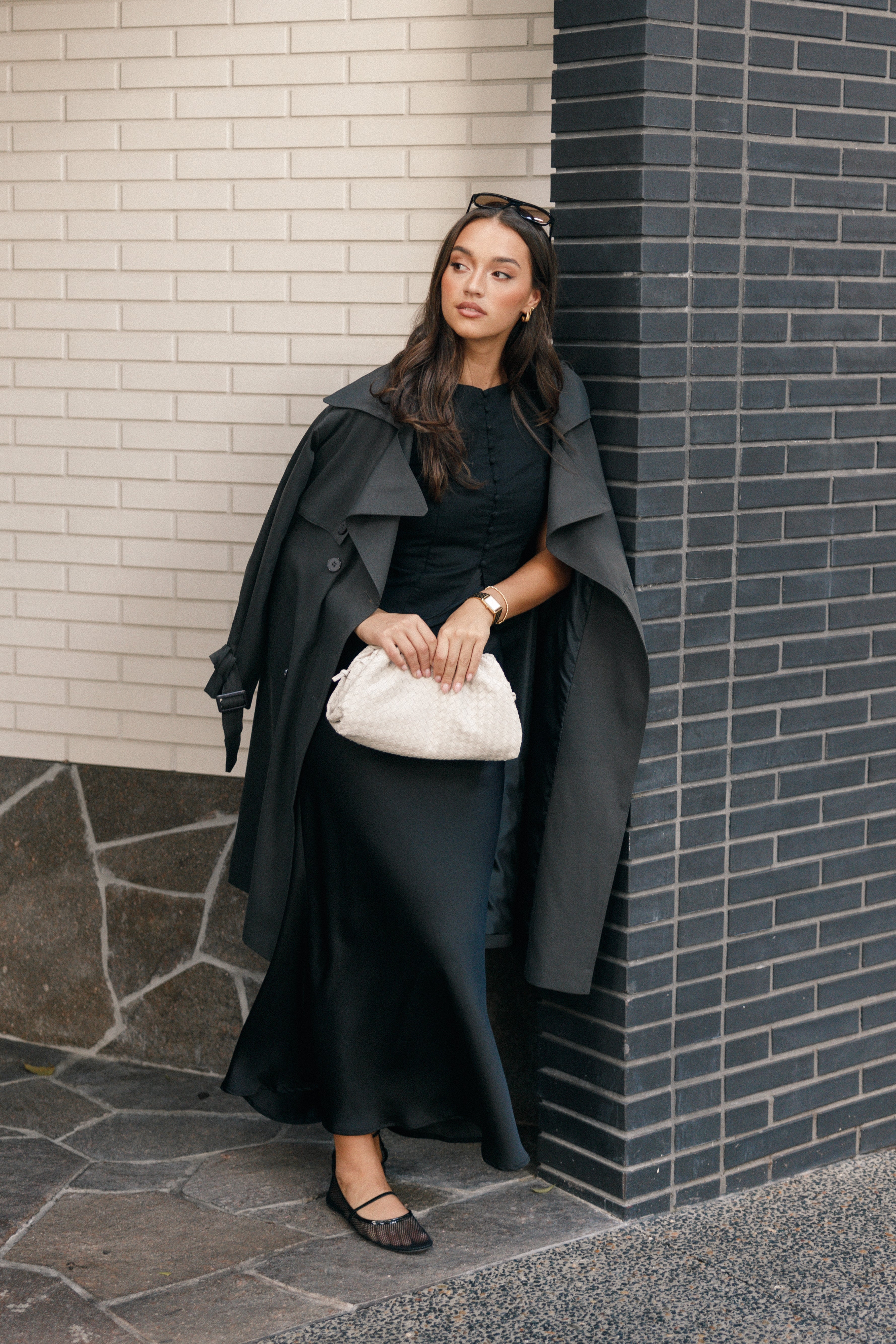 Billy Button Front Trench Coat - Charcoal-Lovveek