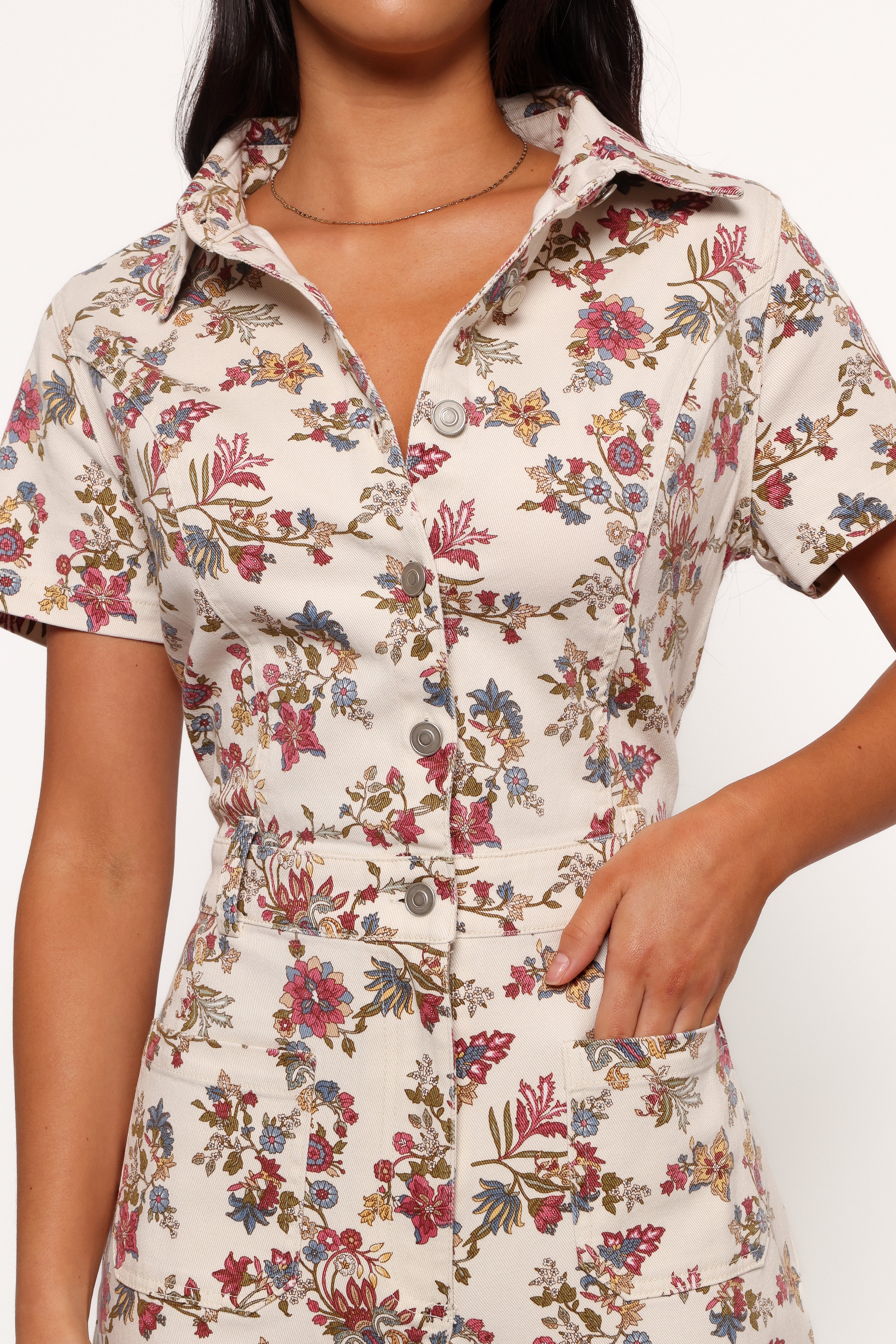 Gisel Jumpsuit - Ivory Multi-Lovveek