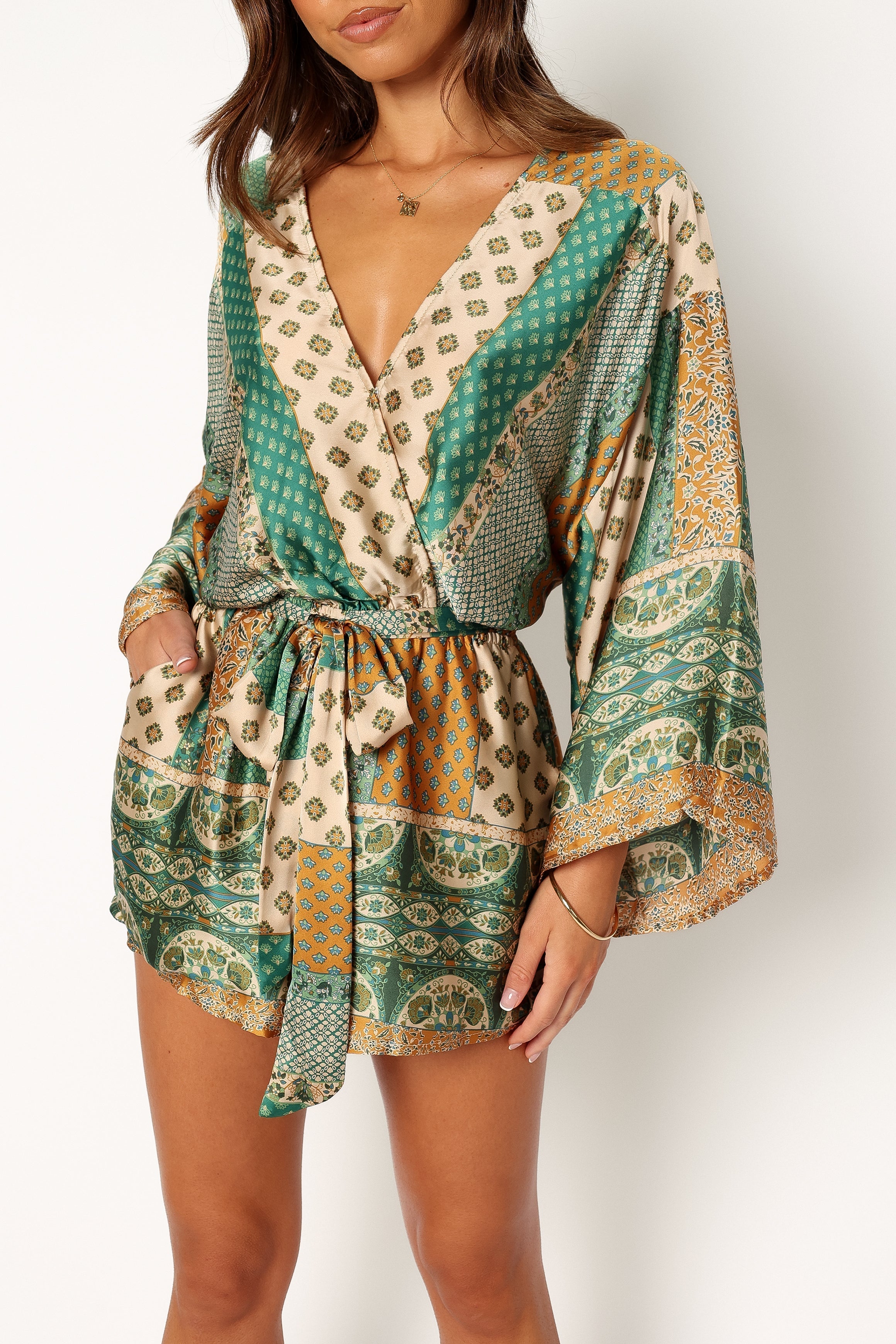 Elyse Romper - Green-Lovveek