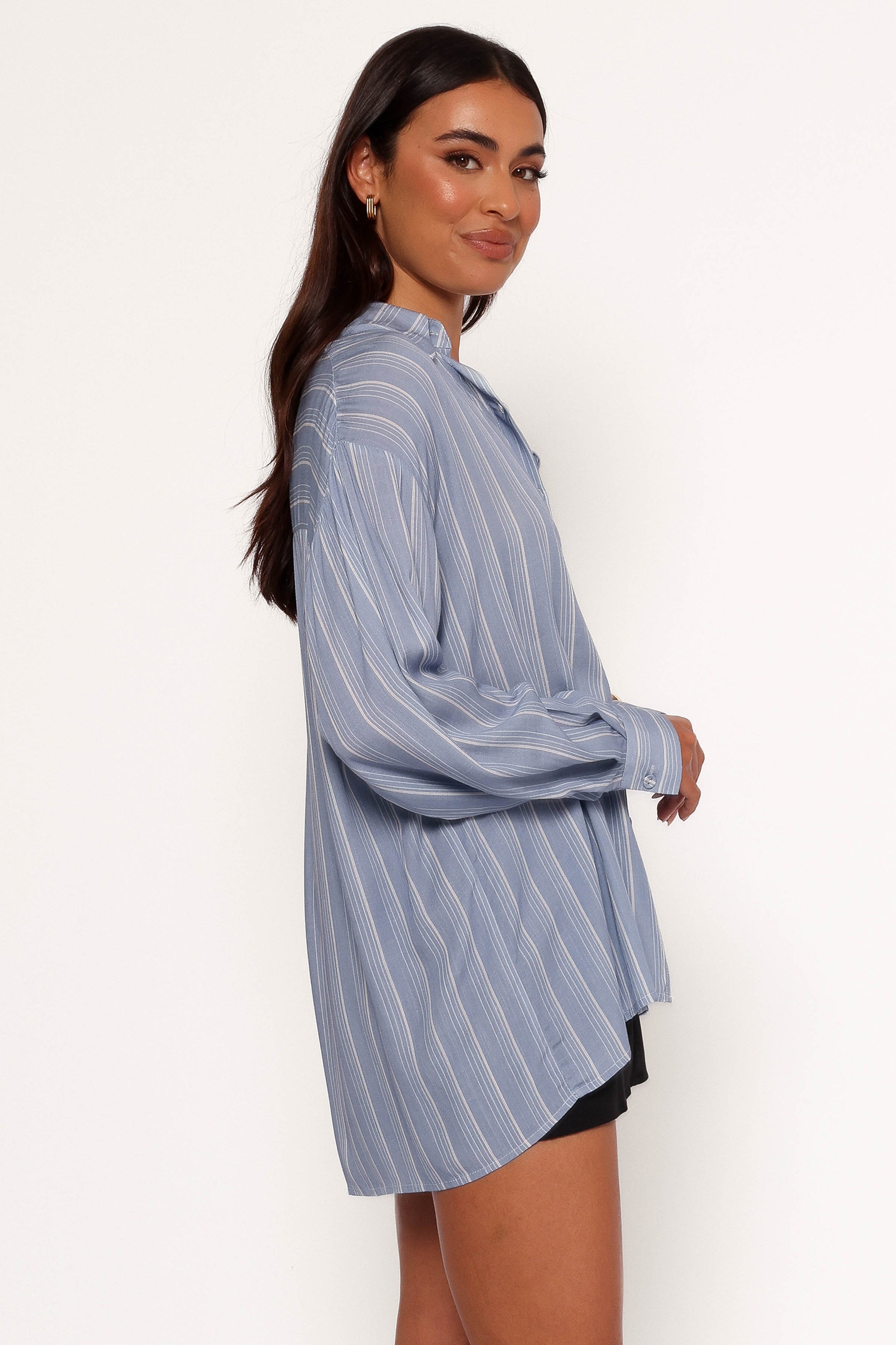 Rixo Button Down Top - Blue Stripe-Lovveek