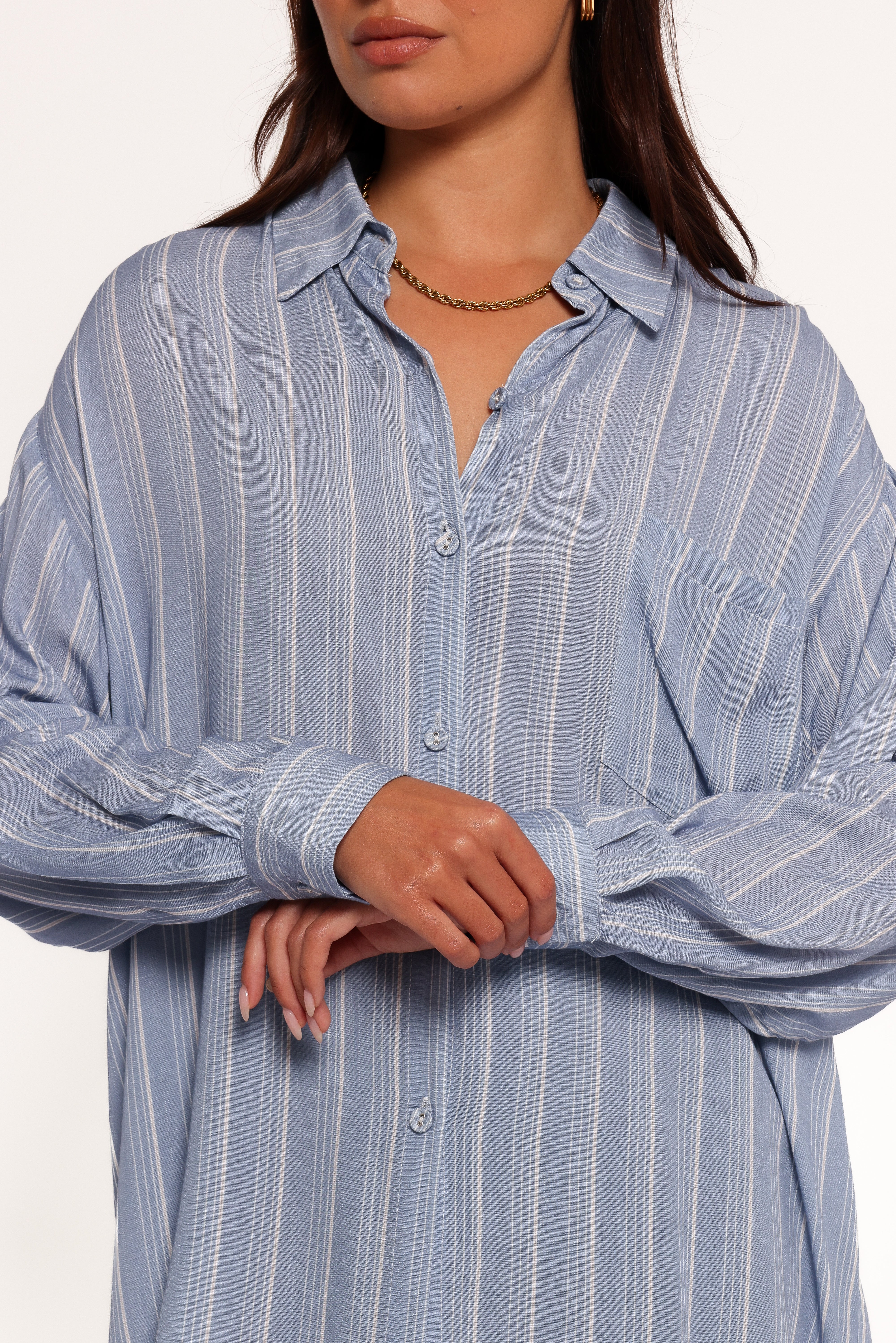 Rixo Button Down Top - Blue Stripe-Lovveek