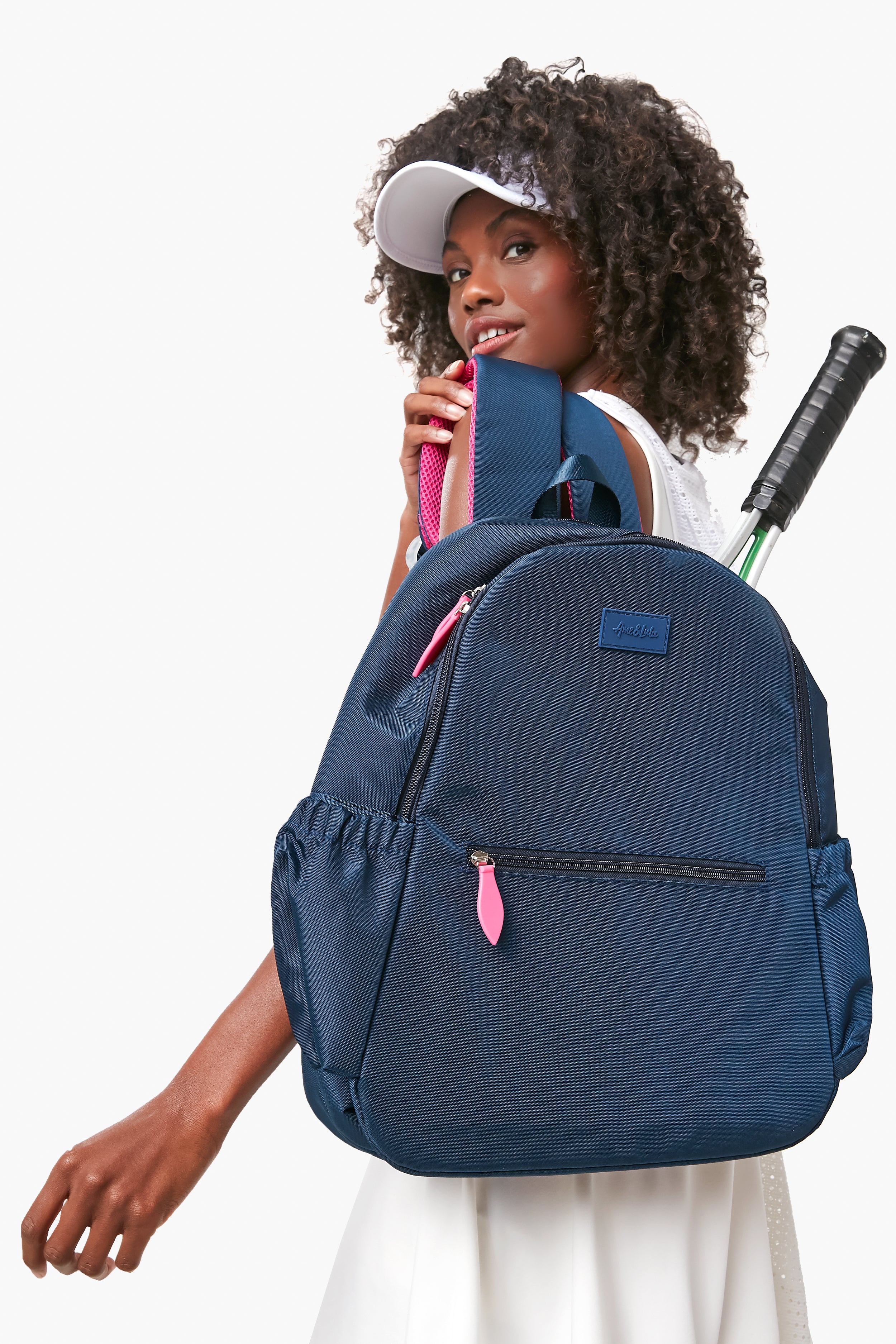 Navy Courtside Tennis Backpack-Get Girly