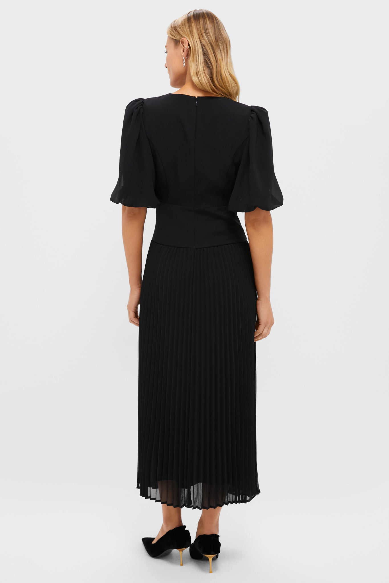 Black Drapey Twill Raquel Dress-Get Girly