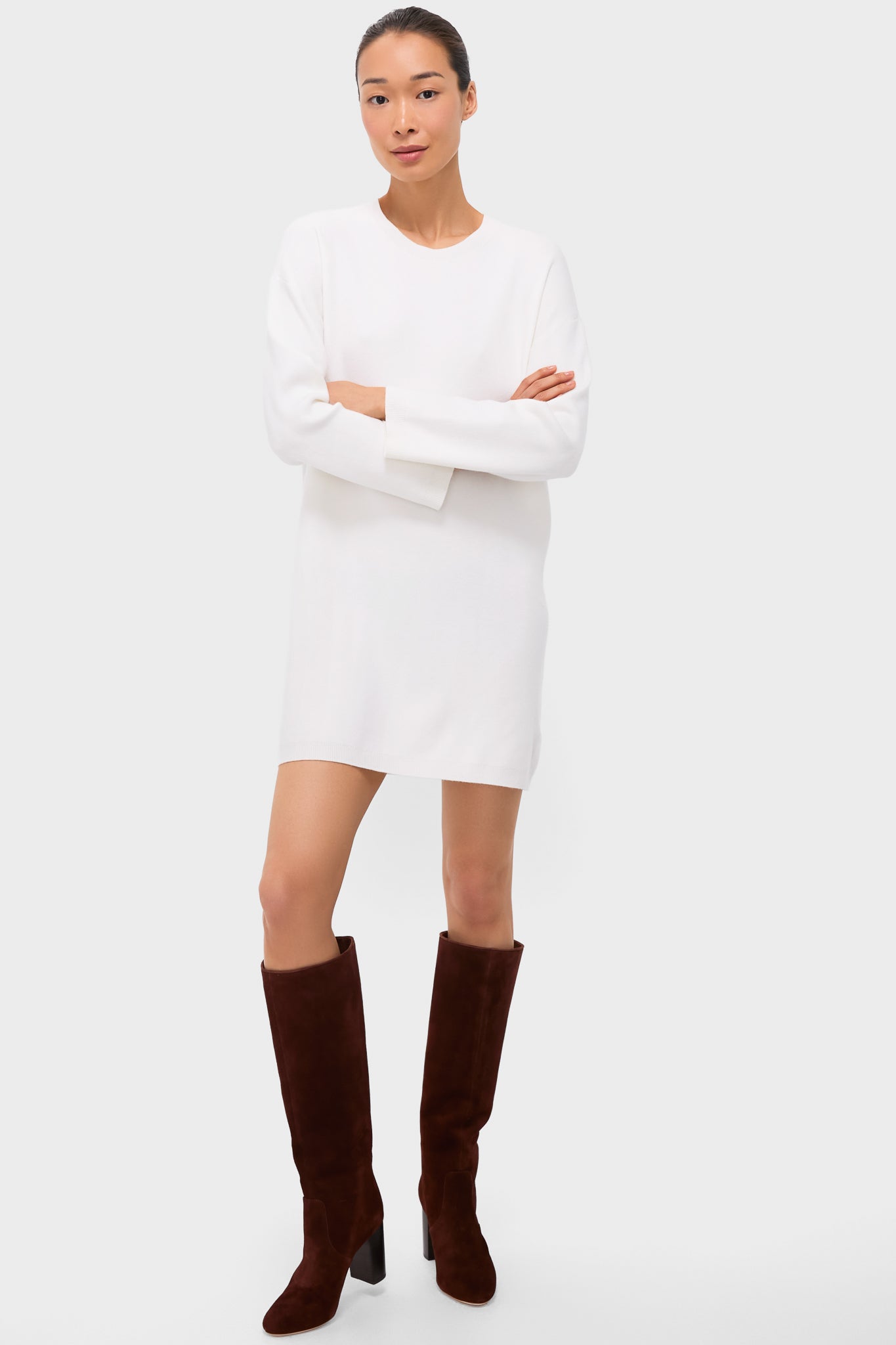 Winter White Vivianne Crewneck Dress-Get Girly