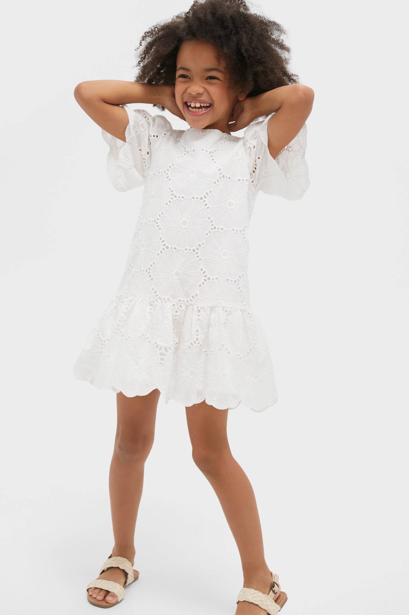 White Eyelet Dress-Get Girly