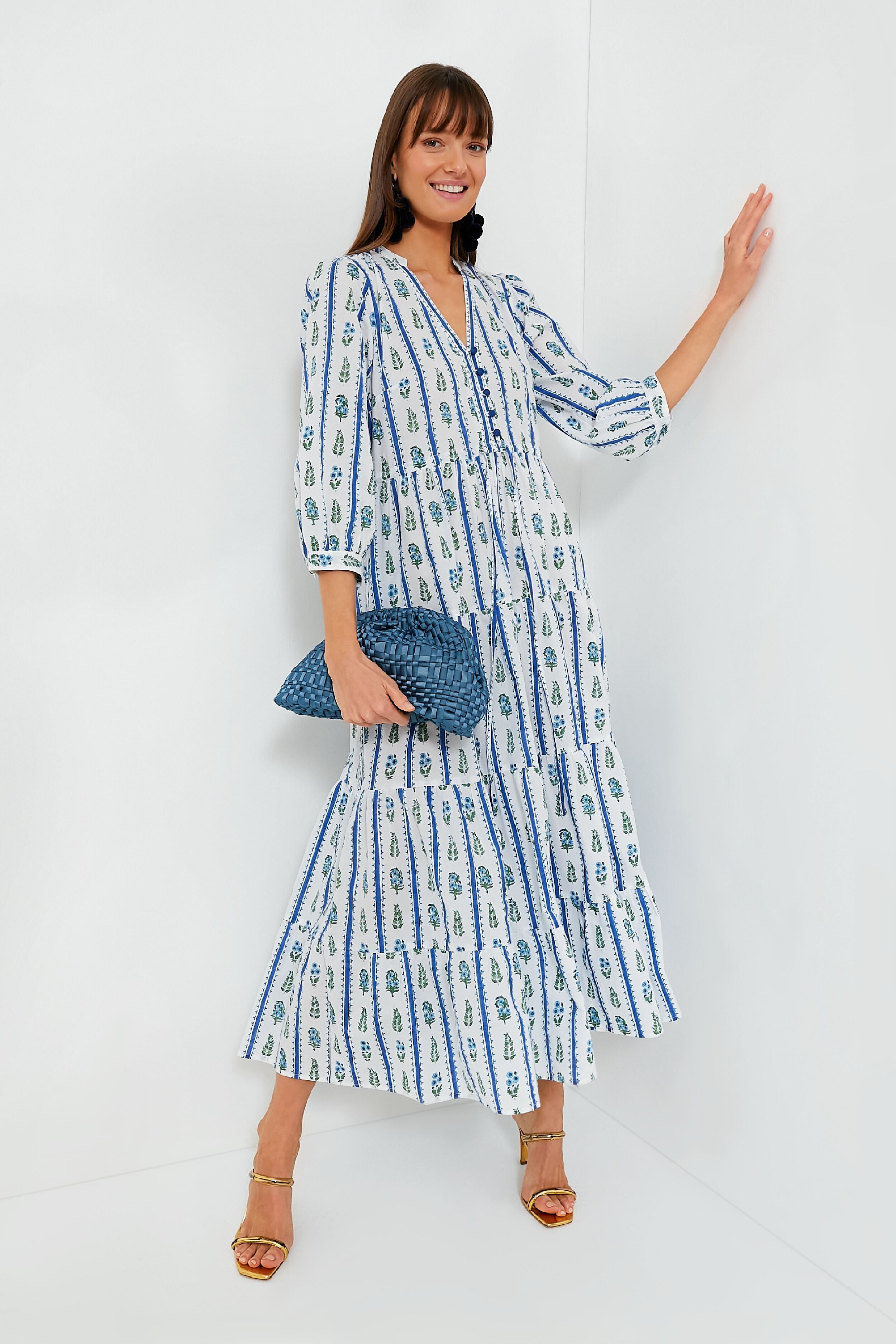 Indigo Border Maria Dress-Get Girly