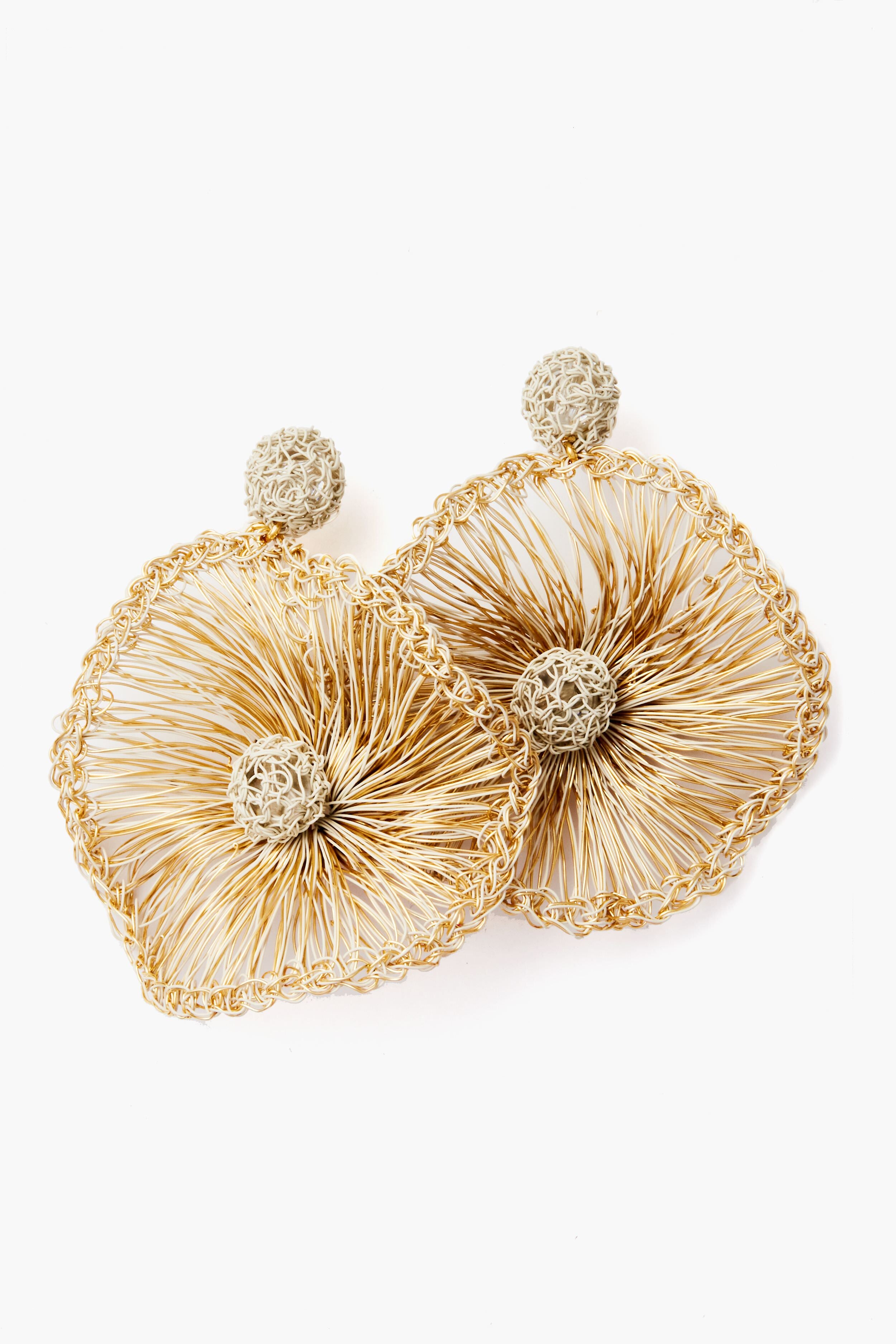 Abstract Gold Flower Earrings-Get Girly