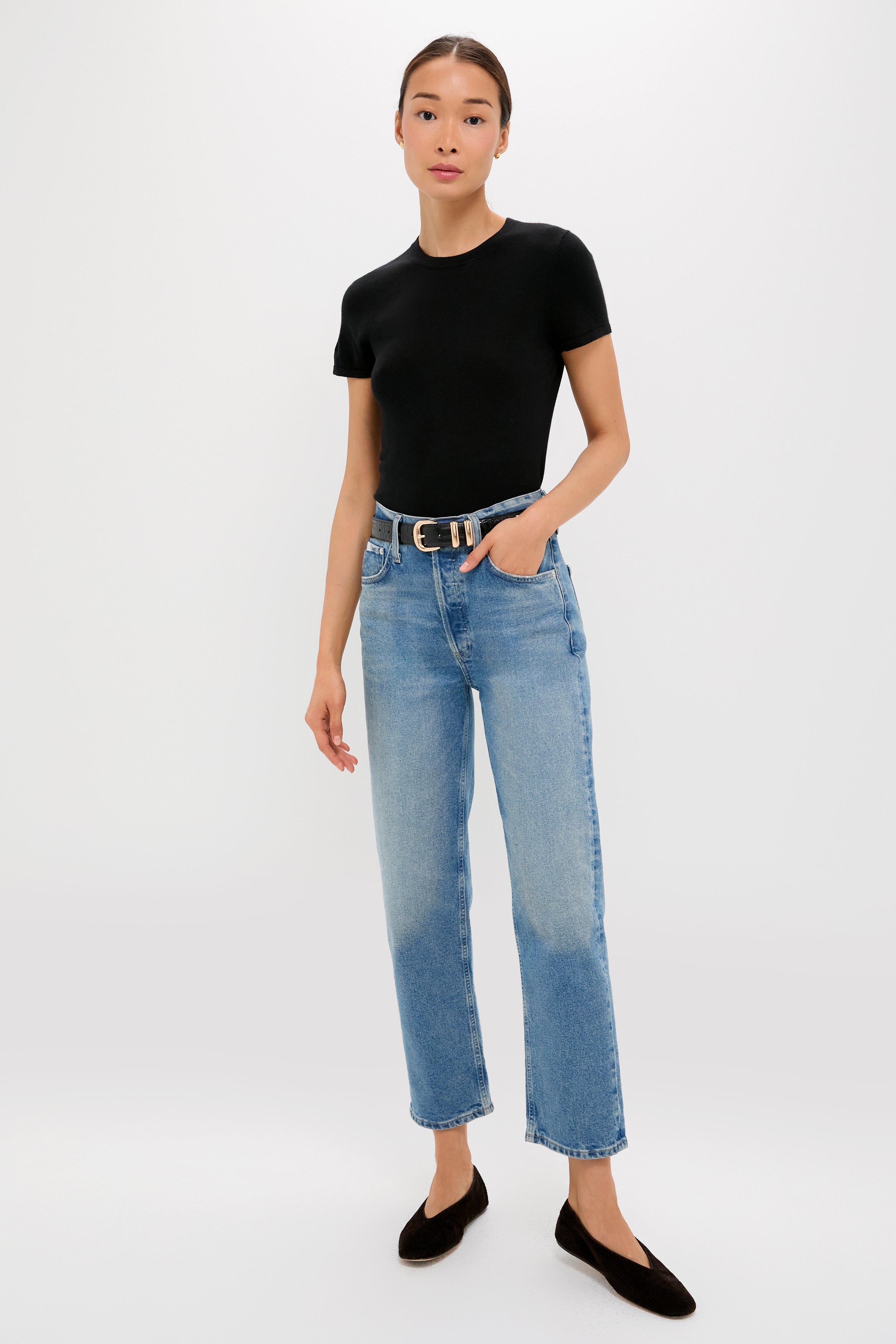 Black Cashmere Silk Katie Tee-Get Girly