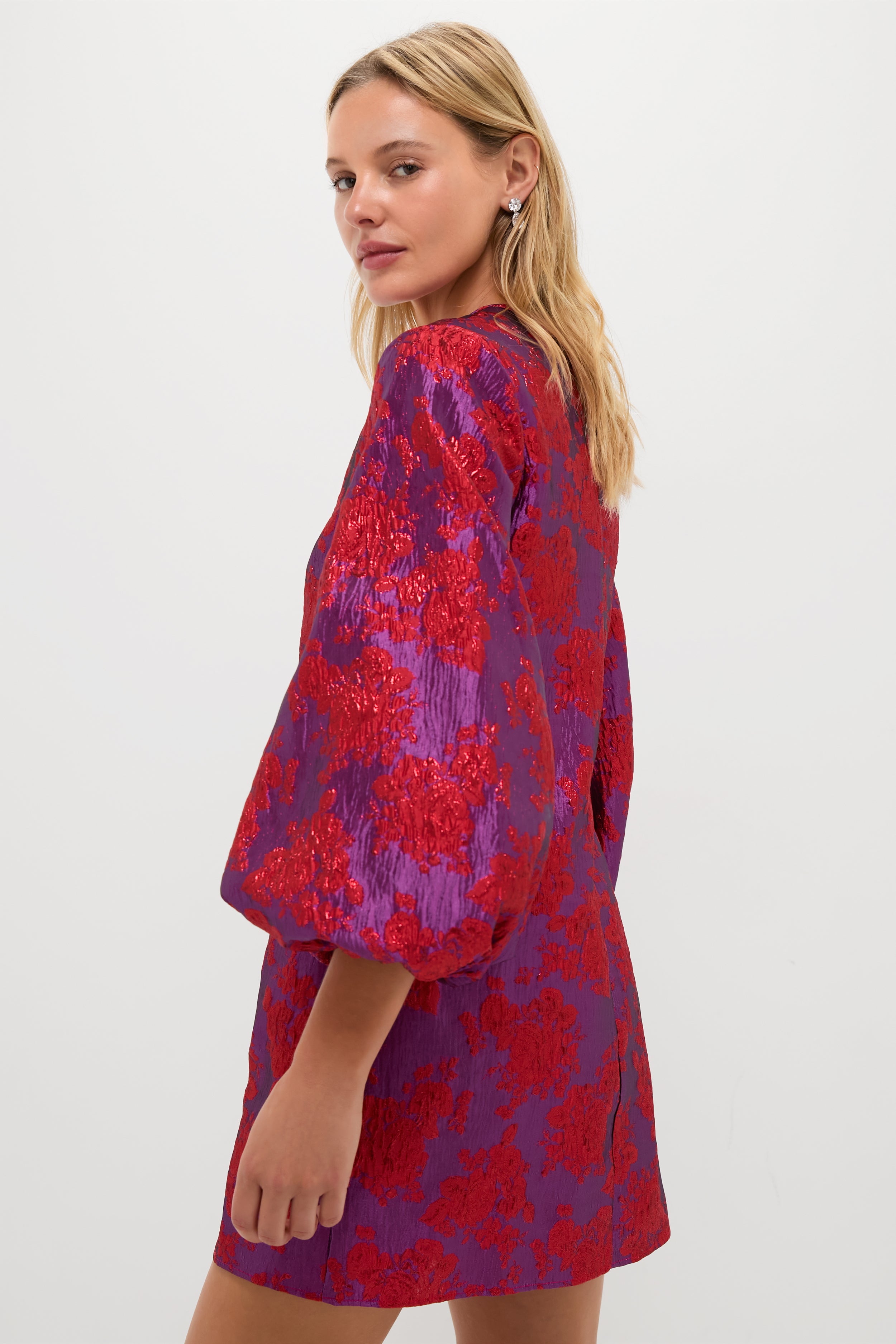 Red & Purple Jacquard Janie Mini Dress-Get Girly