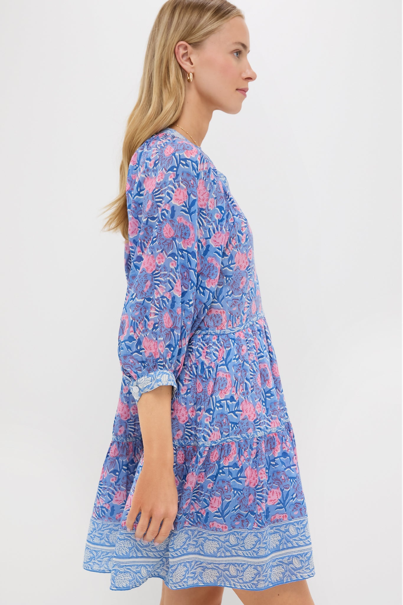 Blue Pink Printed Clara Mini Dress-Get Girly