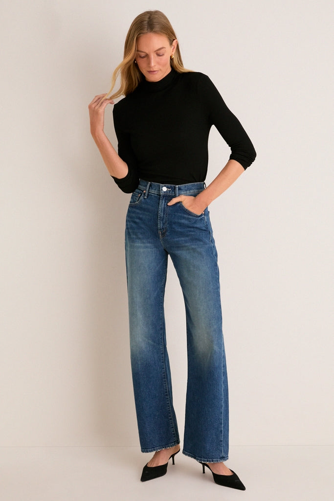 Black Lightweight Ribbed Topanga Turtleneck-Get Girly