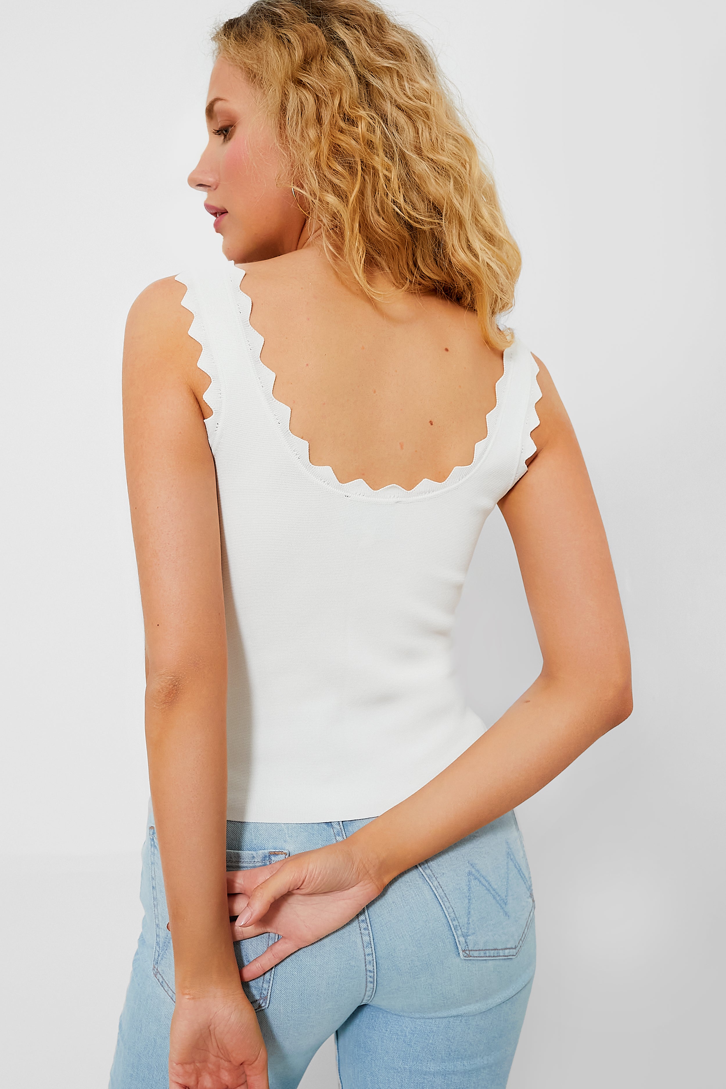 White Ric Rac Compression Tank-Get Girly