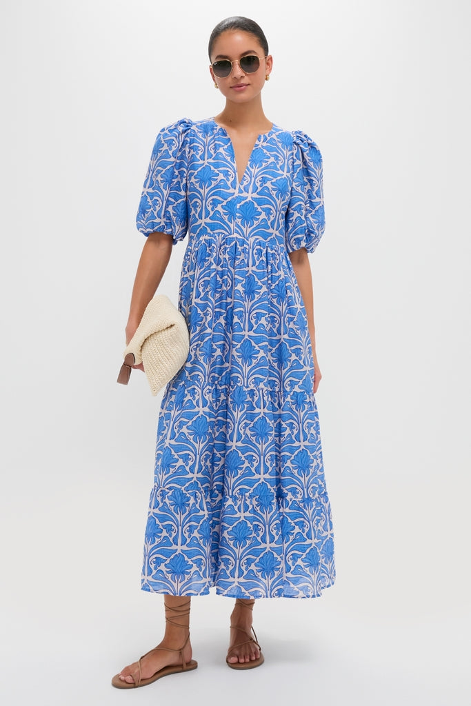 Blue Geo Floral Cara Maxi Dress-Get Girly