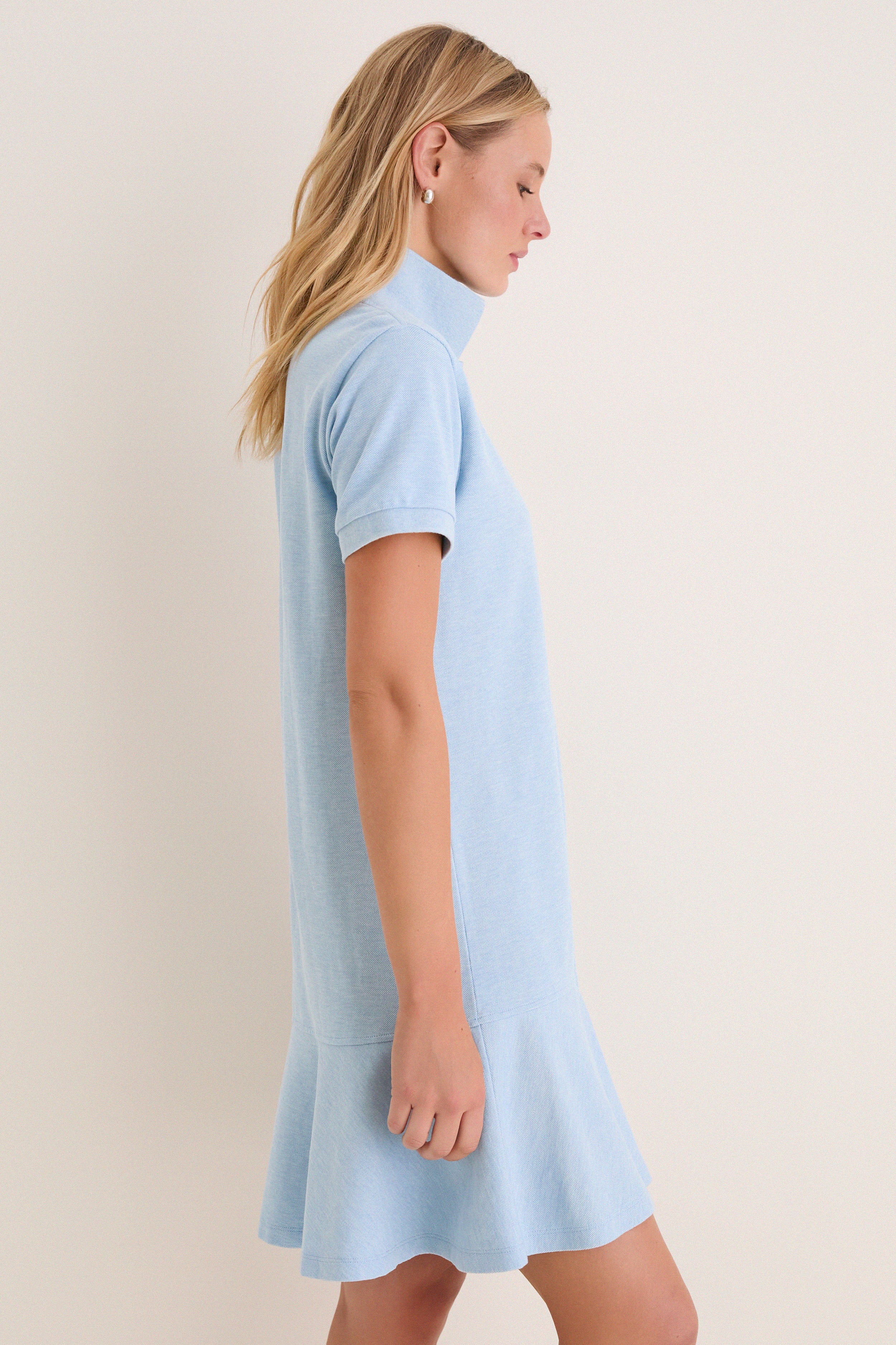Light Blue Pique May Polo Dress-Get Girly