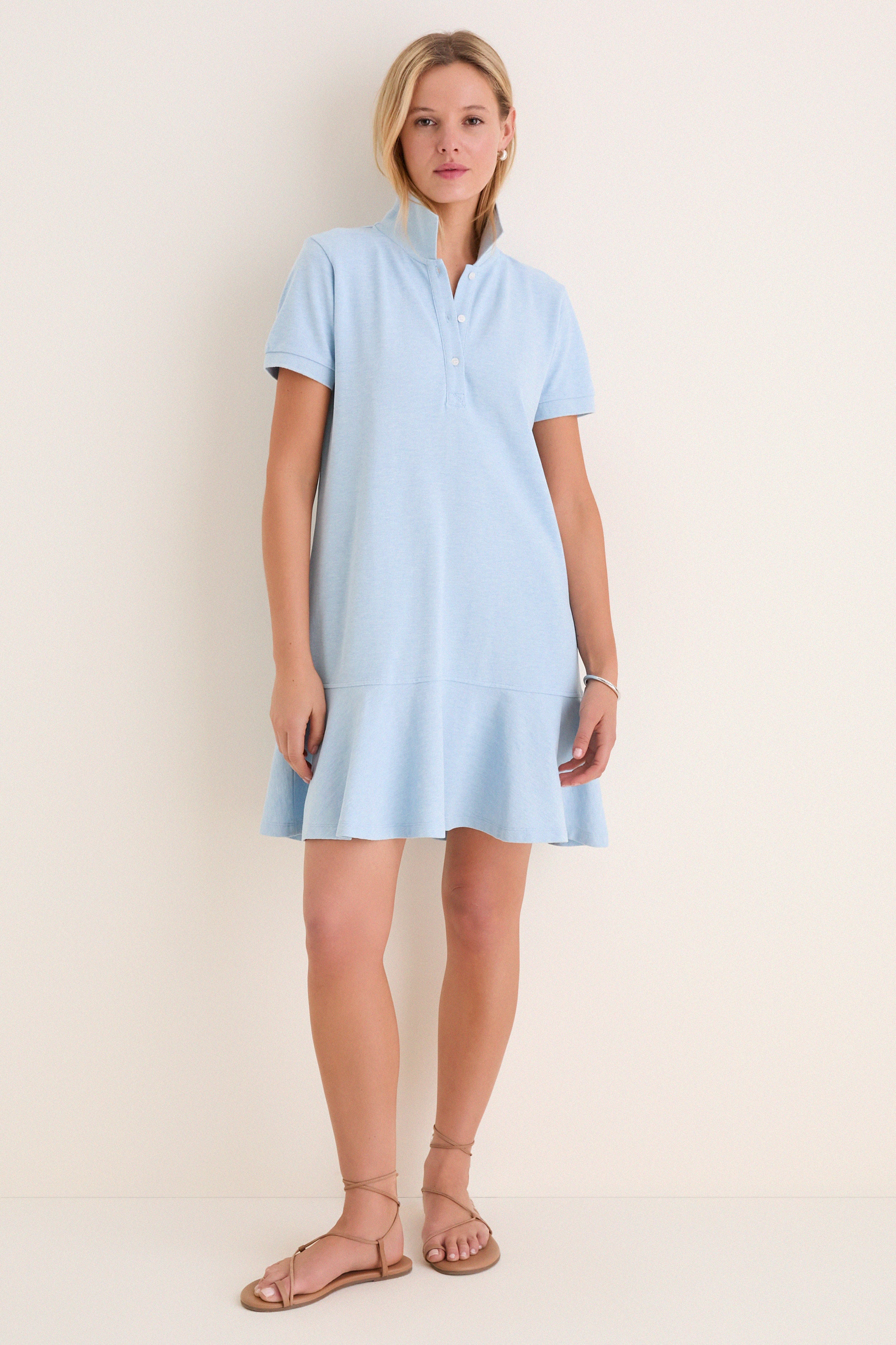 Light Blue Pique May Polo Dress-Get Girly