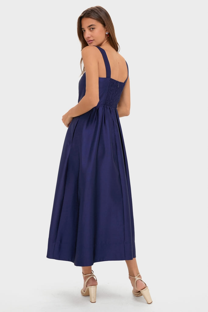 Navy Dupioni Esme Dress-Get Girly