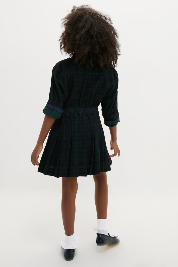 Girls Long-Sleeve Cotton Printed Corduroy Shirt with Pleated Skirt-Get Girly