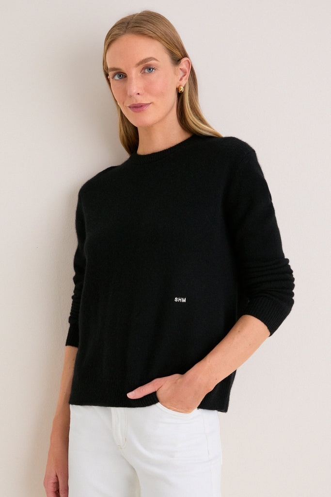 Black Cashmere Boyfriend Bodie Crewneck-Get Girly
