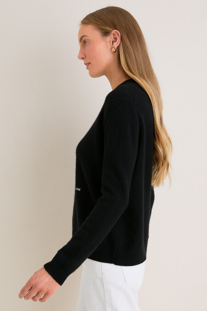 Black Cashmere Boyfriend Bodie Crewneck-Get Girly