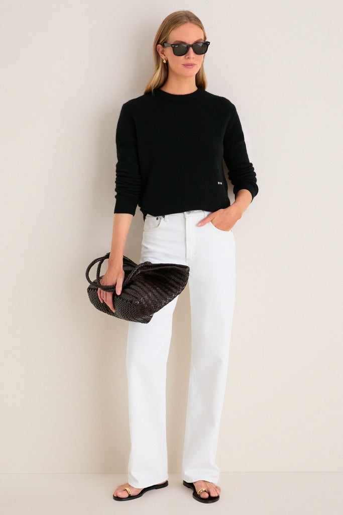 Black Cashmere Boyfriend Bodie Crewneck-Get Girly