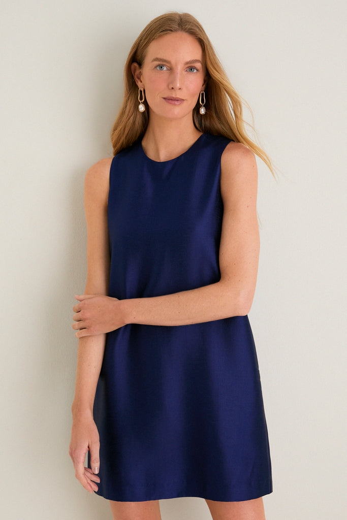Navy Dupioni Marlowe Dress-Get Girly