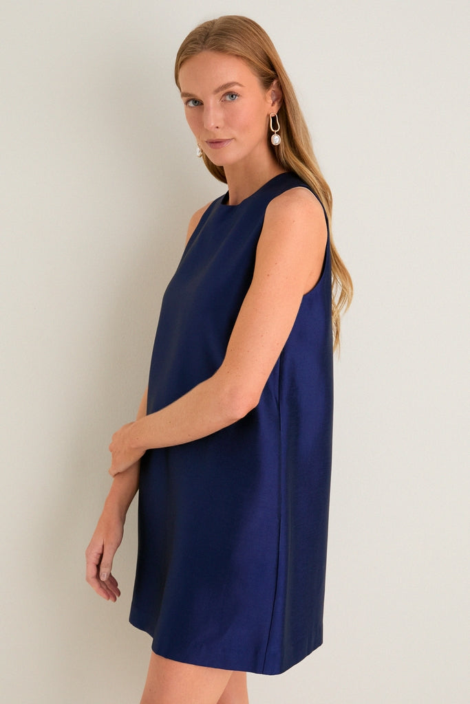Navy Dupioni Marlowe Dress-Get Girly