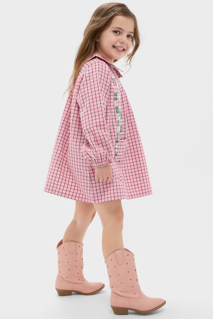 Pink Check Gatsby Dress-Get Girly