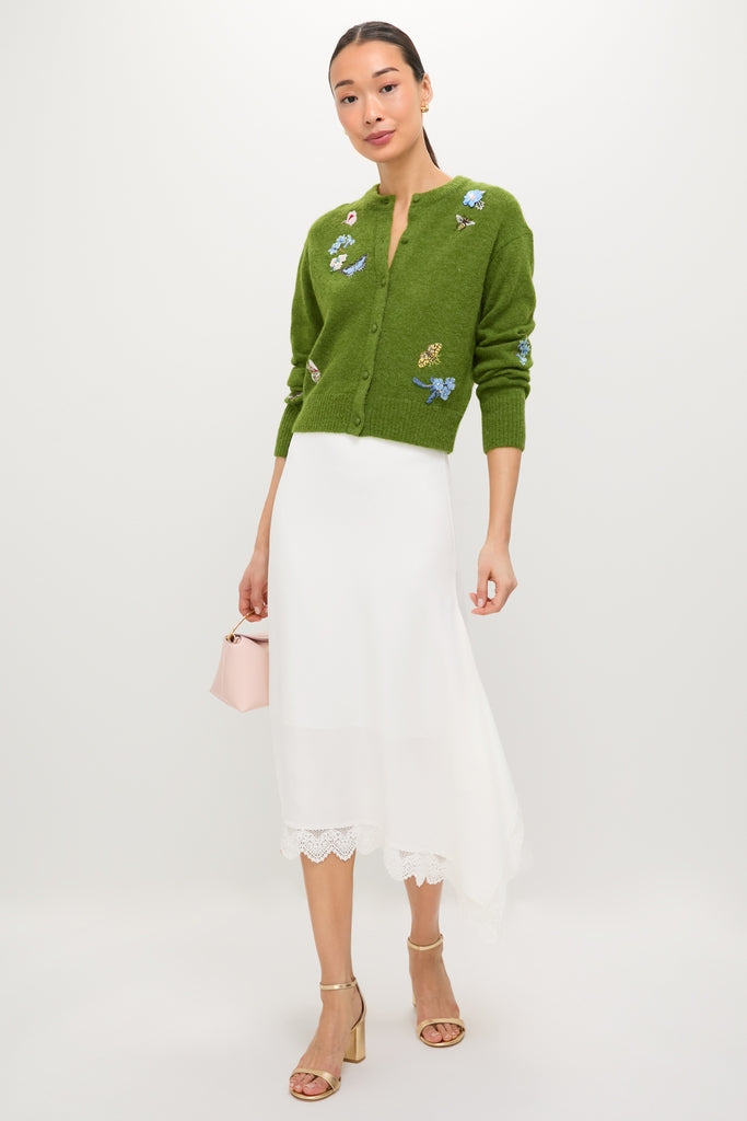 Apple Green Crew Neck Cardigan-Get Girly