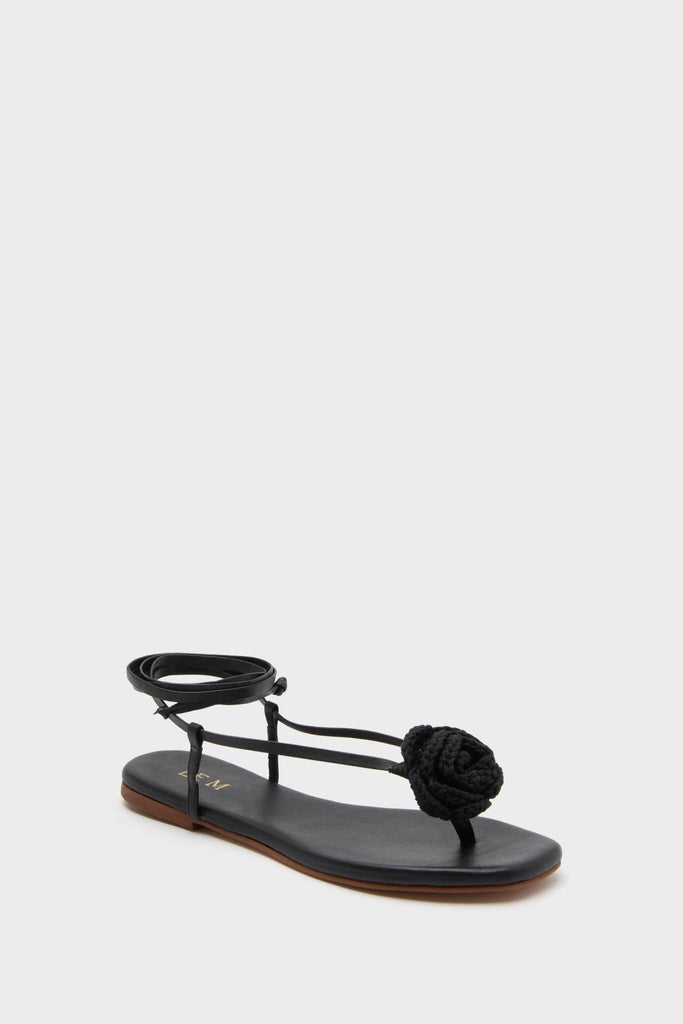 Black Flor Rose Wrap Sandals-Get Girly