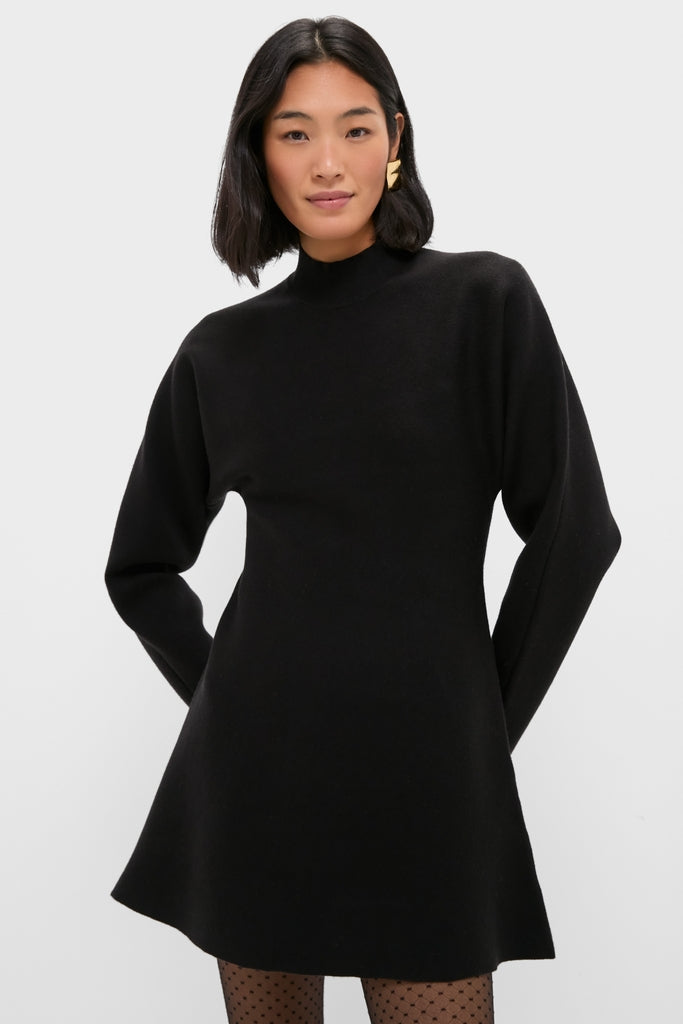 Black Anzu Puplum Sweater Mini Dress-Get Girly