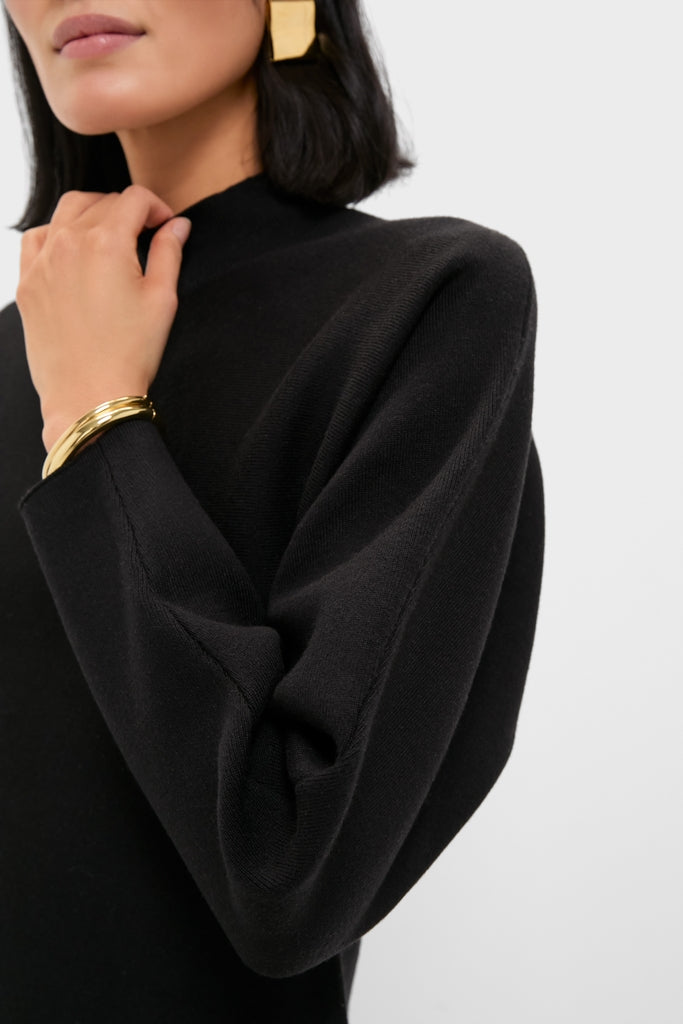 Black Anzu Puplum Sweater Mini Dress-Get Girly