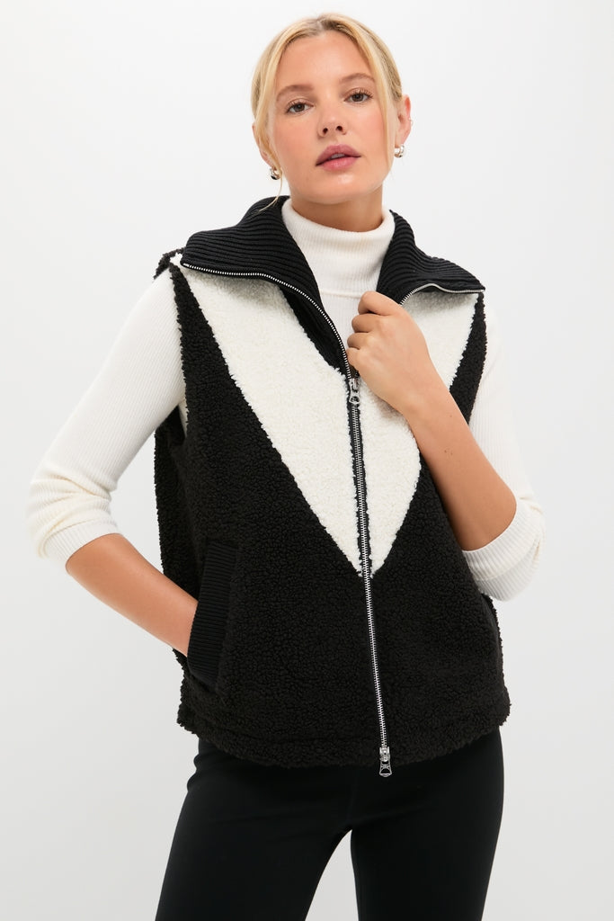 Black Caspian Sherpa Gilet-Get Girly