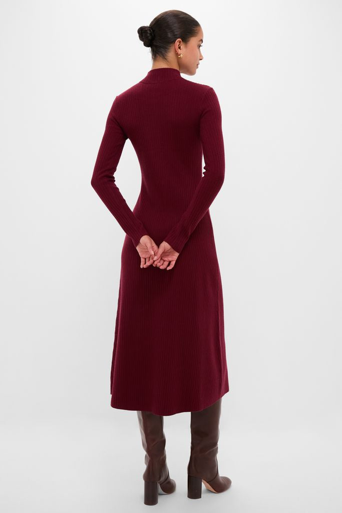 Oxblood Knit Conrad Midi Swing Dress-Get Girly