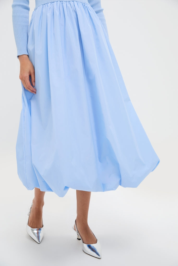 Ice Blue Mixed-Media Michaela Midi Dress-Get Girly