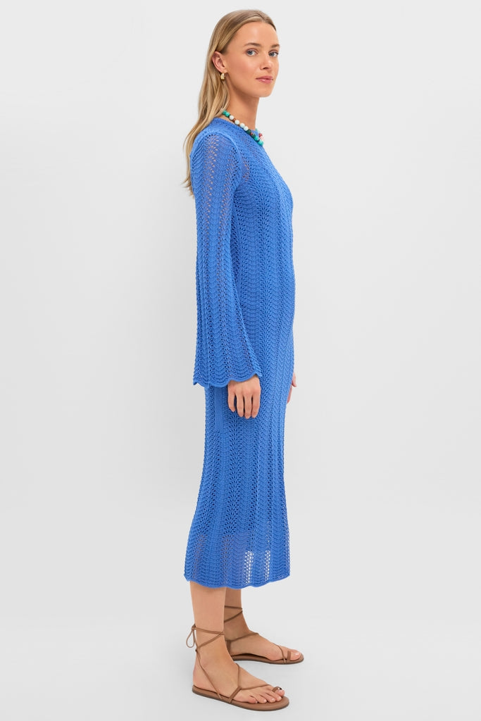 Cerulean Knit Comporta Midi Dress-Get Girly