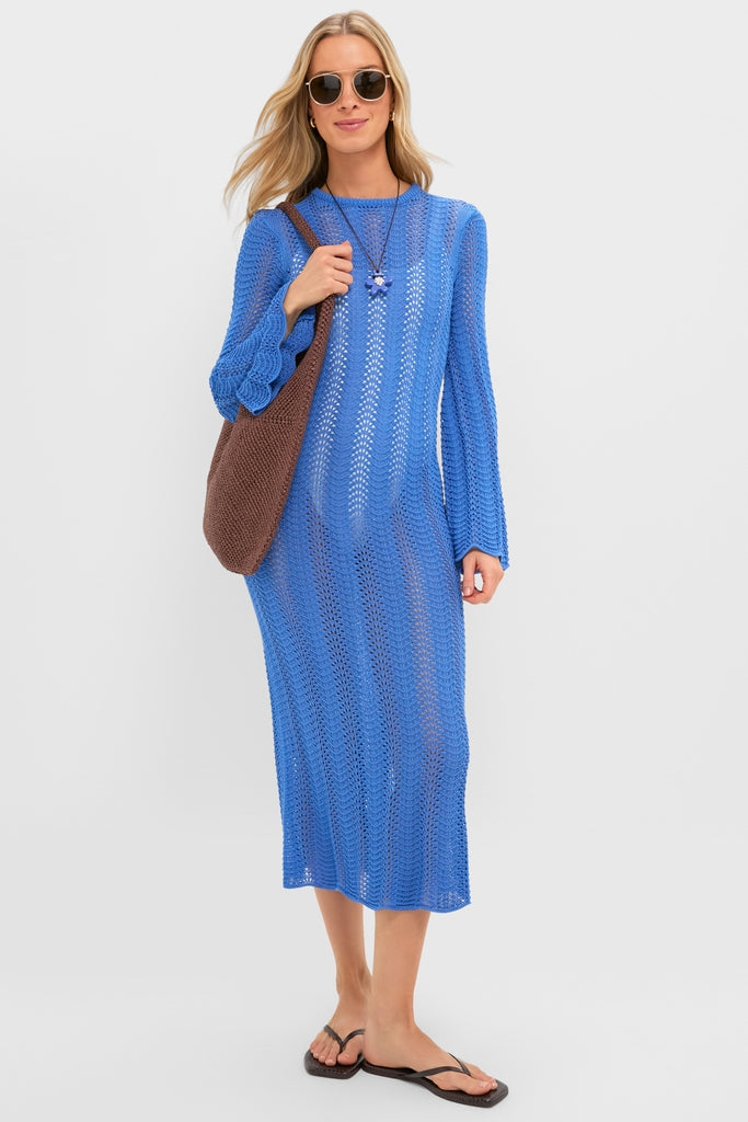Cerulean Knit Comporta Midi Dress-Get Girly