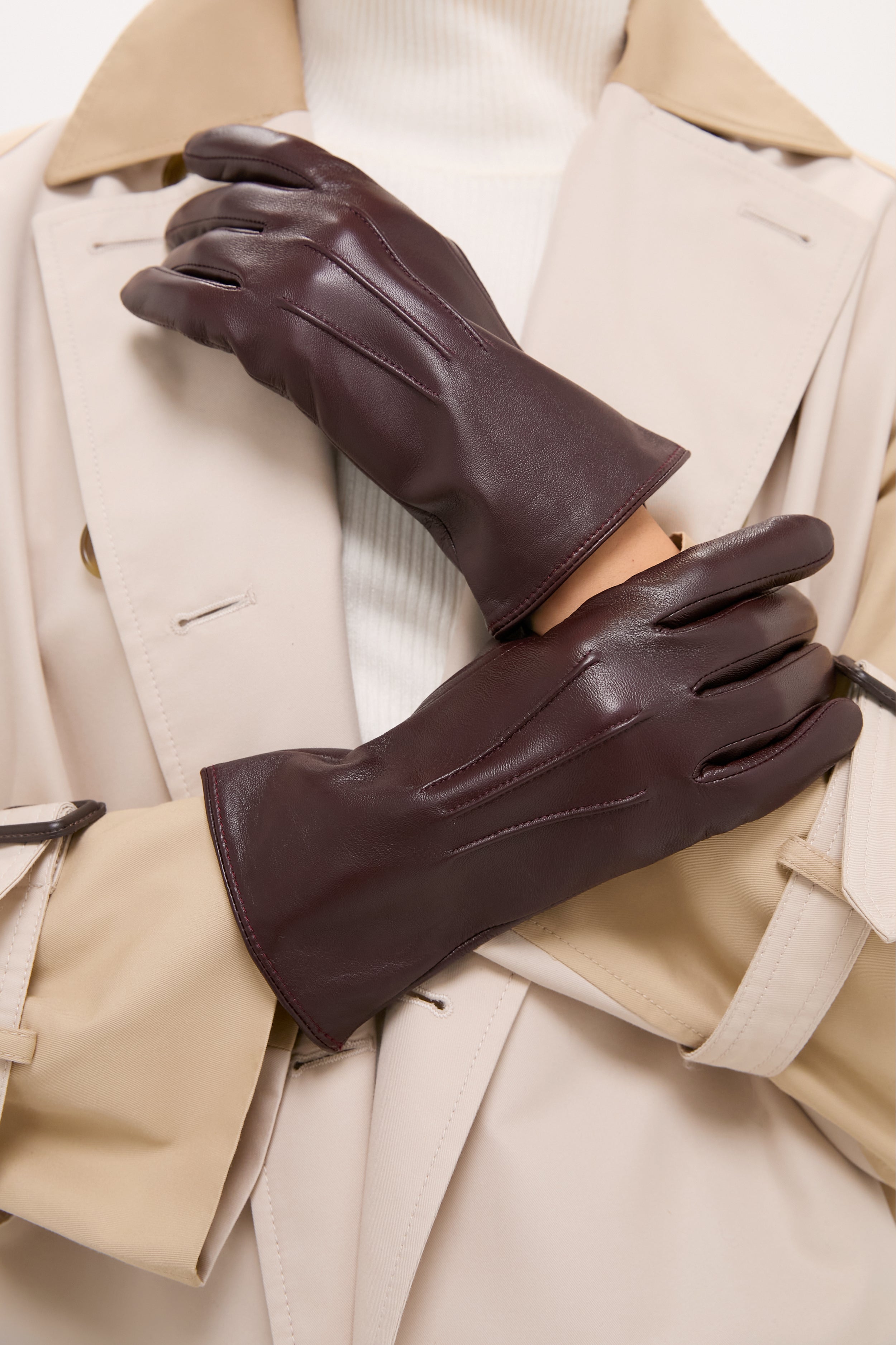 Windsor Wine Short Leather Gloves-Get Girly