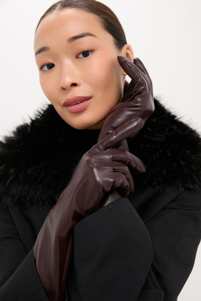 Windsor Wine Long Leather Gloves-Get Girly