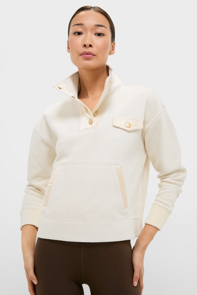 Cream Snap Neck Brooke Pullover-Get Girly