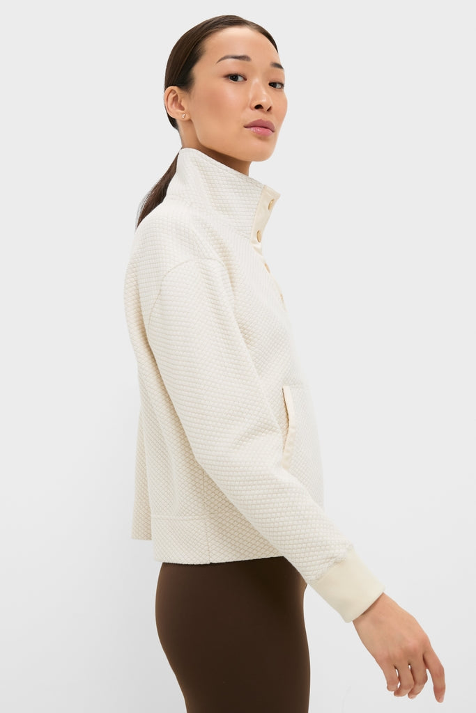 Cream Snap Neck Brooke Pullover-Get Girly