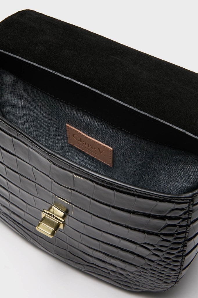 Black Croco Turnlock Louis with Top Handle-Get Girly