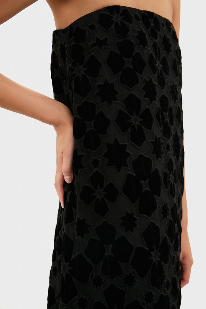 Black Burnout Velvet Genevieve Gown-Get Girly