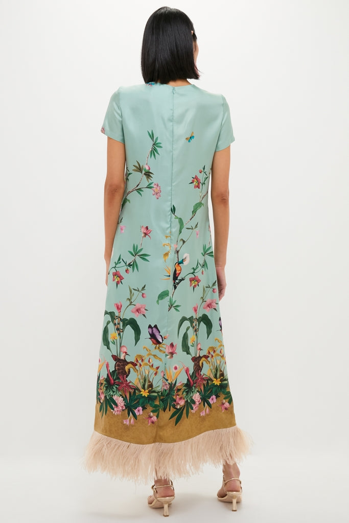 Zooflora Panel Swing Dress with Feathers-Get Girly