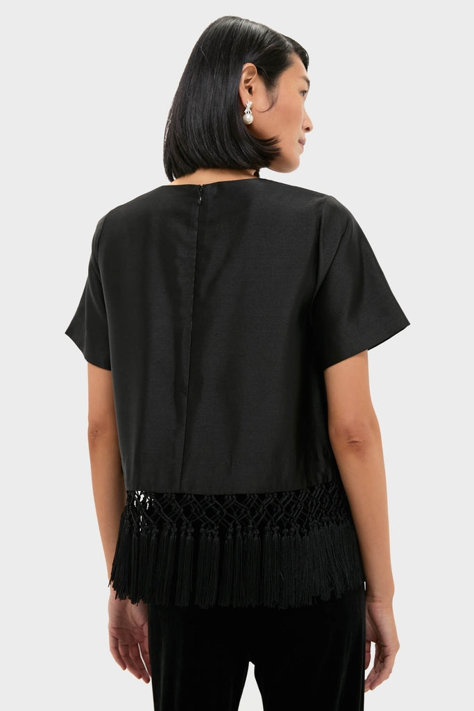 Black Dupioni Chadwick Tassel Top-Get Girly